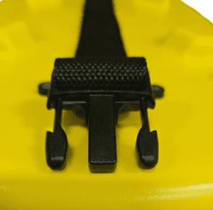 A clip on a replacement lid for a gasoline powered Brownie's Third Lung tankless dive system.
